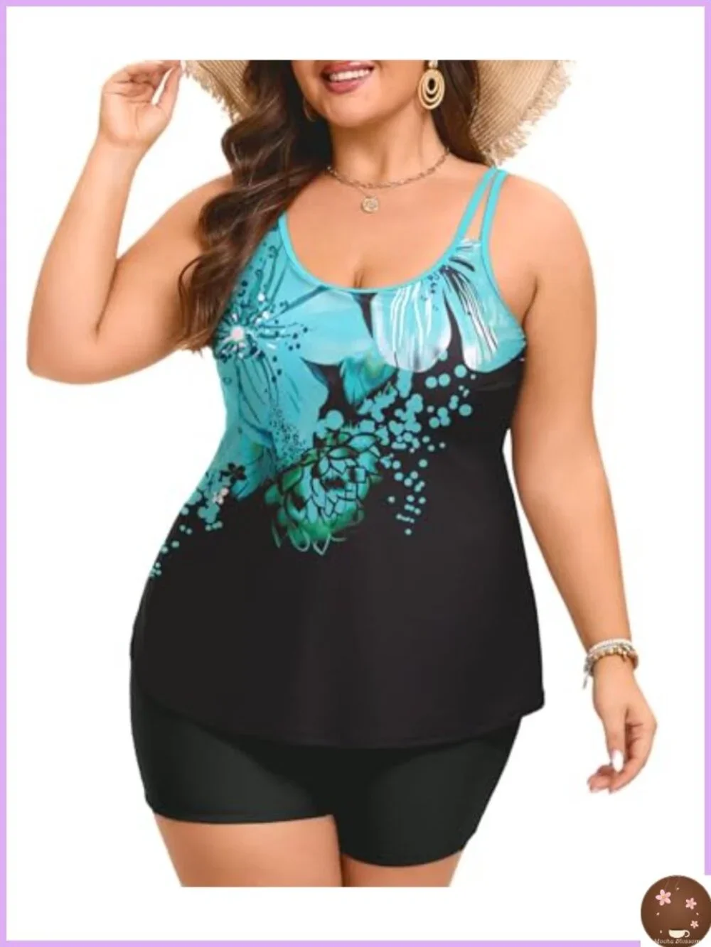 Women's Tankini Set with Boy Shorts - Tummy Control Swimsuit